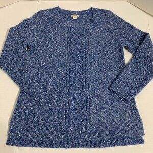LL Bean Womens Medium Blue Cable Knit Sweater